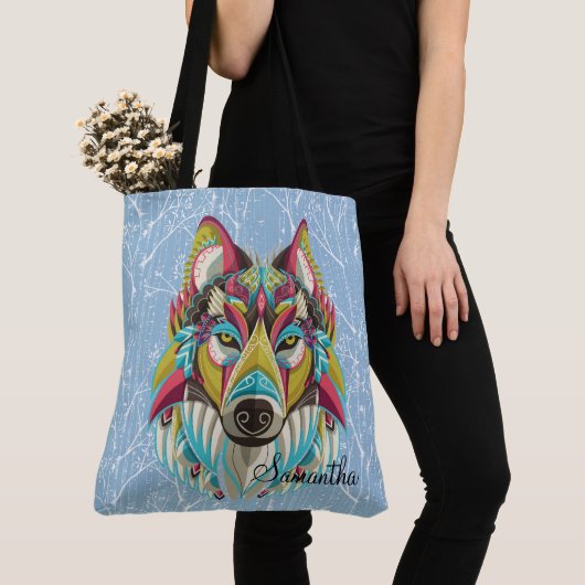 Tribal Wolf Tote Bag (Dichtbij)