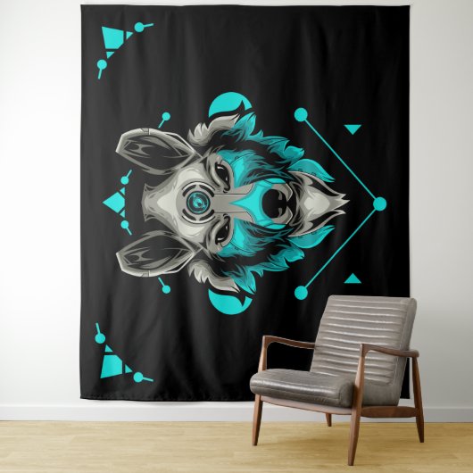 Tribal Wolf Wandkleed (In situ)