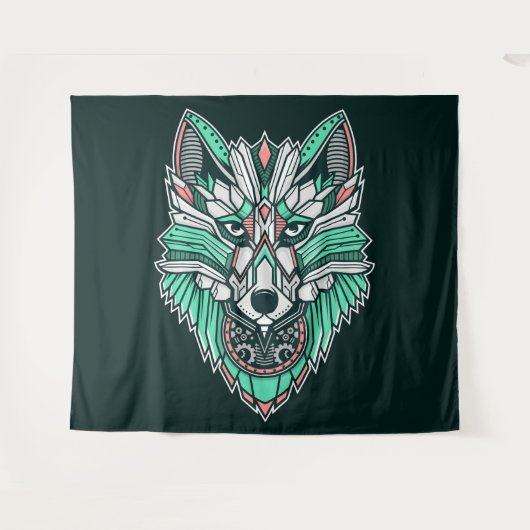 Tribal Wolf Wandkleed (Voorkant (horizontaal))