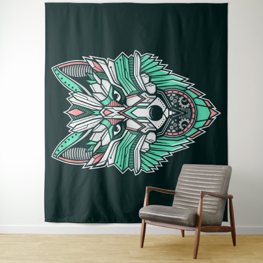 Tribal Wolf Wandkleed (In situ)