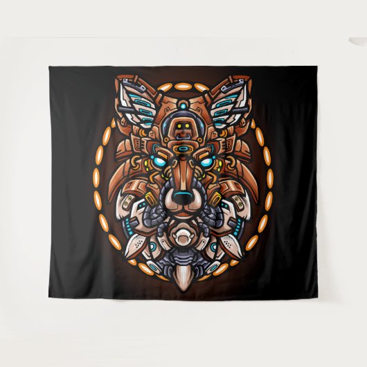 Tribal Wolf Wandkleed (Voorkant (horizontaal))