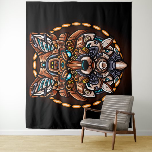 Tribal Wolf Wandkleed (In situ)