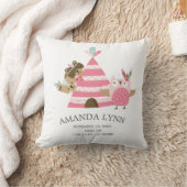 Tribal Woodland Animals Baby Geboorte Stats Kussen (Deken)