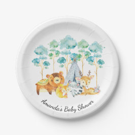 Tribal Woodland Animals Baby shower 7" Bord