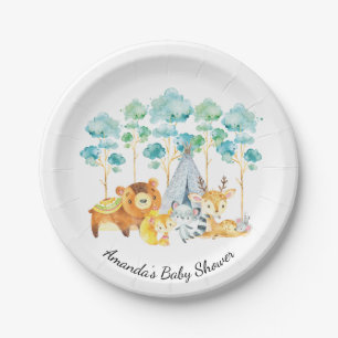 Tribal Woodland Animals Baby shower 7" Bord