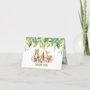 Tribal Woodland Animals Baby shower Bosneutraal Bedankkaart