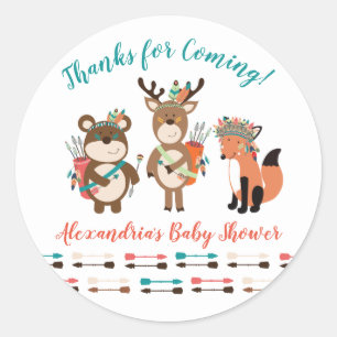 Tribal Woodland Animals Baby shower Favor Stickers