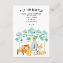Tribal Woodland Animals Baby shower Luier Raffle