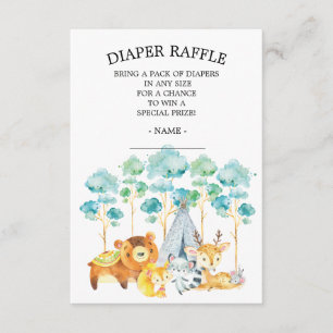 Tribal Woodland Animals Baby shower Luier Raffle Informatiekaartje