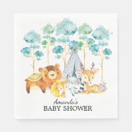 Tribal Woodland Animals Baby shower Papieren serve Servet