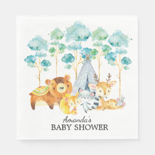 Tribal Woodland Animals Baby shower Papieren serve Servet
