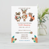 Tribal Woodland Animals Boho Baby shower Invite Kaart (Staand voorkant)