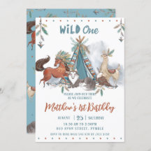 Tribal Woodland Animals Boy Wild One Birthday