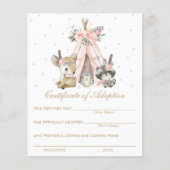 Tribal Woodland Animals Certificate of Adoption (Voorkant)