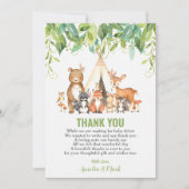 Tribal Woodland Animals GreenGenery Baby shower Bedankkaart (Voorkant)