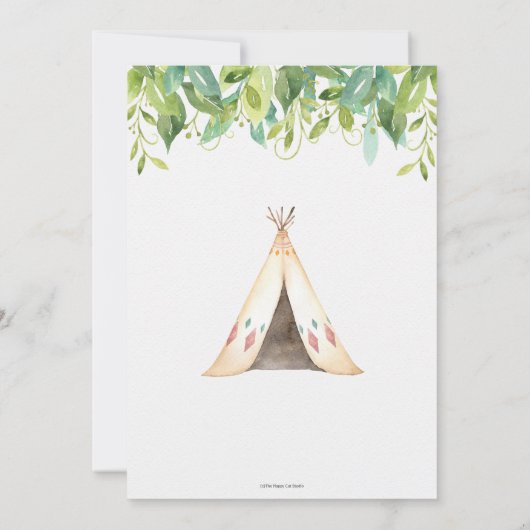 Tribal Woodland Animals GreenGenery Baby shower Bedankkaart (Achterkant)