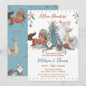 Tribal Woodland Animals Teepee Boy Baby shower Kaart (Voorkant / Achterkant)