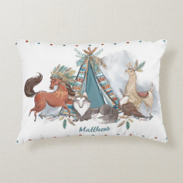 Tribal Woodland Animals Teepee Feathers Arrows Accent Kussen