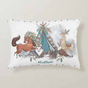 Tribal Woodland Animals Teepee Feathers Arrows Accent Kussen
