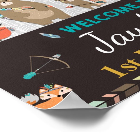 Tribal Woodland Animals Welkomstbord Boy Poster (Hoek)
