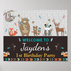 Tribal Woodland Animals Welkomstbord Boy Poster