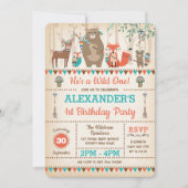 Tribal Woodland Animals Wild One 1st Birthday Kaart (Voorkant)