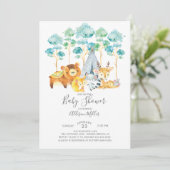 Tribal Woodland Baby shower Invitation Kaart (Staand voorkant)