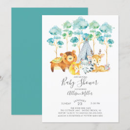 Tribal Woodland Baby shower Invitation Kaart