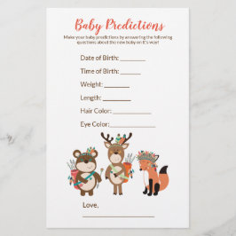 Tribal Woodland Baby shower Predication Game
