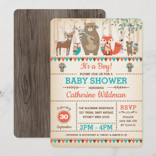 Tribal Woodland Baby shower Rustige bosdieren Kaart