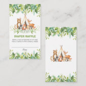 Tribal Woodland Dieren Groen Jongen Luier Raffle Informatiekaartje (Voorkant / Achterkant)
