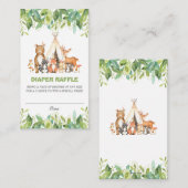 Tribal Woodland Dieren Groene Luier Raffle Informatiekaartje (Voorkant / Achterkant)