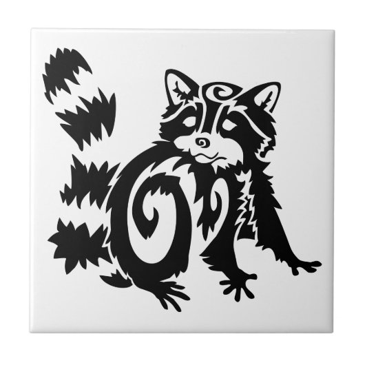 Tribal Woodland Raccoon Design Tegeltje (Voorkant)