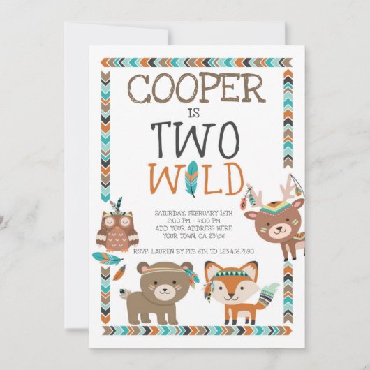 Tribal Woodland, twee wilde dieren Kaart (Voorkant)