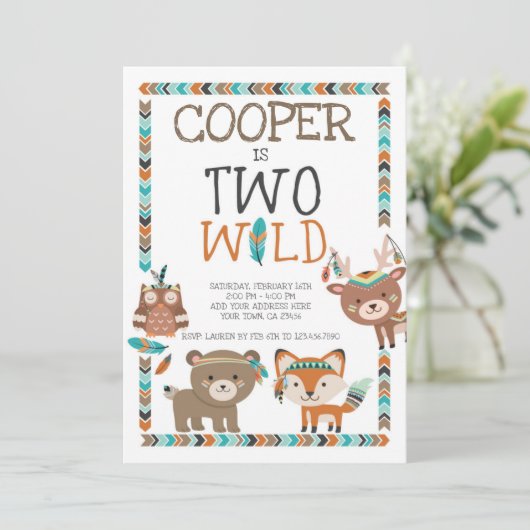 Tribal Woodland, twee wilde dieren Kaart (Staand voorkant)