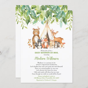 Tribal Woodland Virtual Baby shower Mail Greenery Kaart
