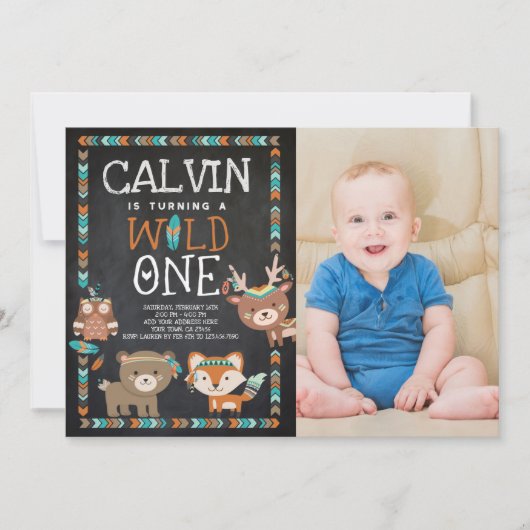 Tribal Woodland, WILD ÉÉN, 1STE verjaardag Kaart (Voorkant)
