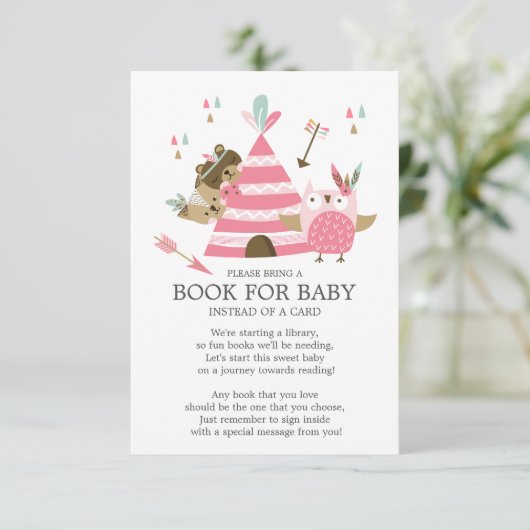 Tribal Woodland Wild Een Baby shower Boek voor Bab Kaart (Staand voorkant)