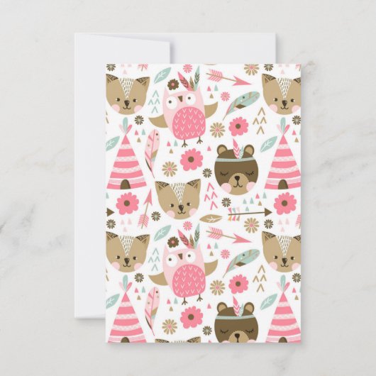 Tribal Woodland Wild Een Baby shower Boek voor Bab Kaart (Achterkant)