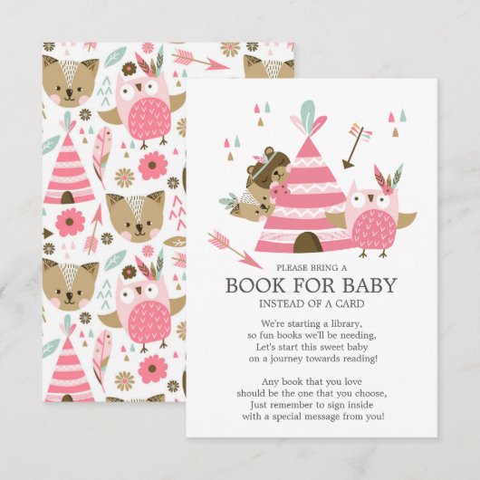 Tribal Woodland Wild Een Baby shower Boek voor Bab Kaart (Voorkant / Achterkant)