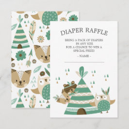 Tribal Woodland Wild Een Baby shower Luier Raffle Kaart