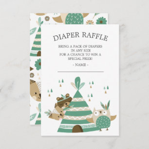 Tribal Woodland Wild Een Baby shower Luier Raffle Kaart