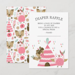 Tribal Woodland Wild Een Baby shower Luier Raffle Kaart
