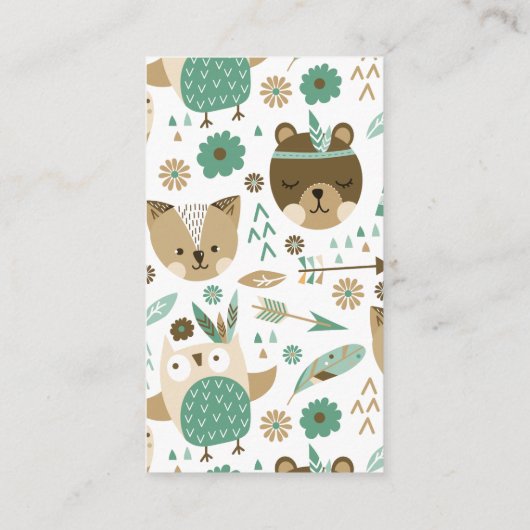 Tribal Woodland Wild Een Baby shower Luierticket Informatiekaartje (Achterkant)