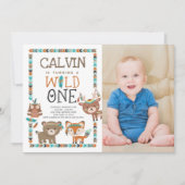 Tribal Woodland, WILD ONE, 1e verjaardag Kaart (Voorkant)