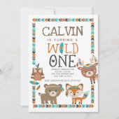 Tribal Woodland, Wild One, 1e verjaardag Kaart (Voorkant)