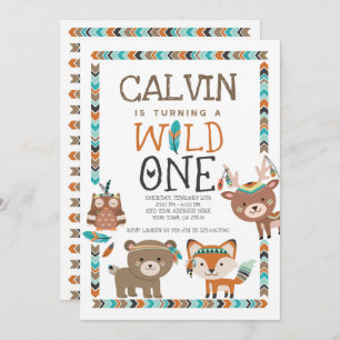 Tribal Woodland, Wild One, 1e verjaardag Kaart