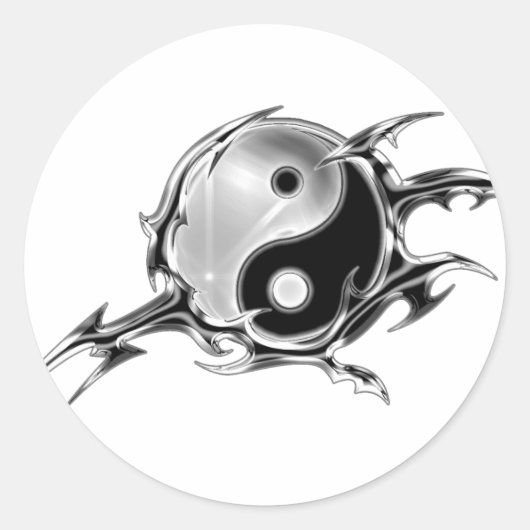 Tribal Yin Yang Ronde Sticker (Voorkant)