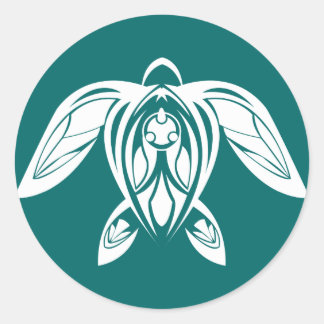 Tribal Zee Schildpad Witte Sticker