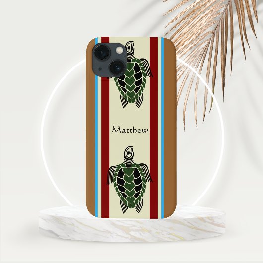 Tribal Zee Schildpadden met Verticle Stripes Case-Mate iPhone Case